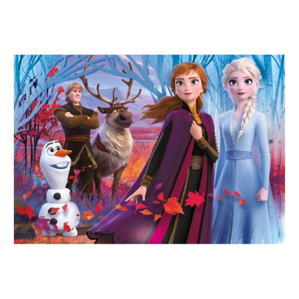 Clementoni Disney Frozen 2 puzzle featuring 104 colorful pieces, showcasing beloved characters from the animated film