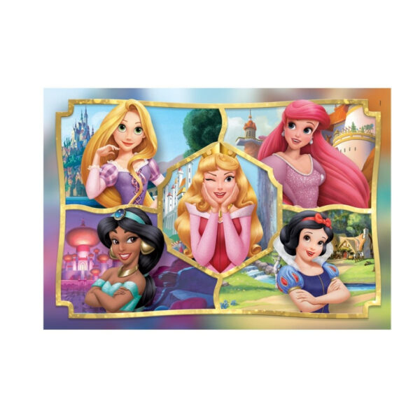 Disney Princess 2 Charmed puzzle by Clementoni featuring 104 colorful pieces showcasing beloved princess characters