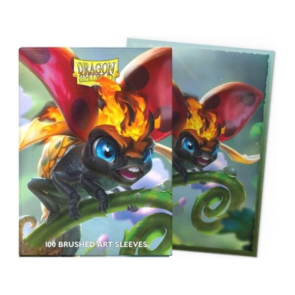 Dragon Shield Brushed Art Sleeves featuring The Burnbug design, packaged in a set of 100 protective card sleeves.