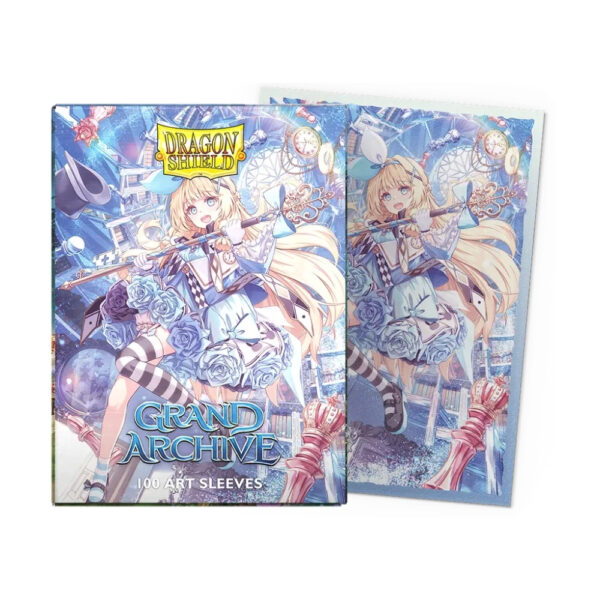 ragon Shield Matte Art Sleeves featuring Grand Archive Alice Golden Queen design, packaged in a set of 100 protective sleeves
