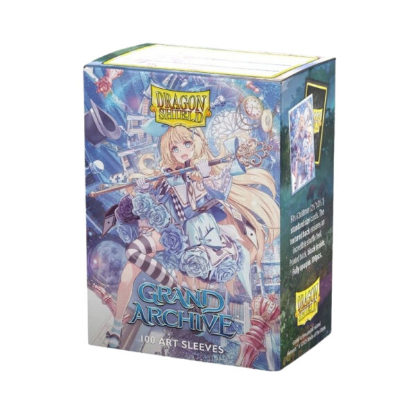 ragon Shield Matte Art Sleeves featuring Grand Archive Alice Golden Queen design, packaged in a set of 100 protective sleeves
