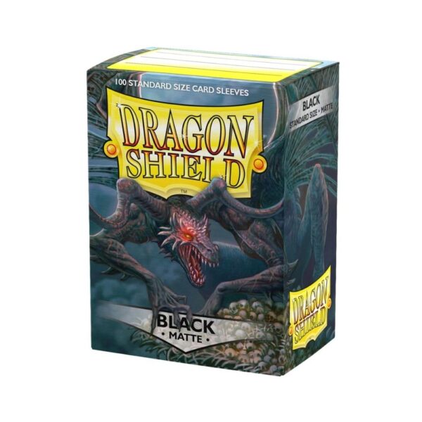 Dragon Shield Standard Sleeves in matte black, pack of 100, designed for card protection and durability