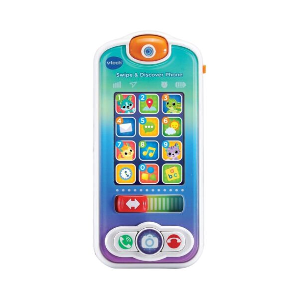 VTech Baby Swipe & Discover Learning Phone with colorful buttons and a touchscreen for interactive learning fun.