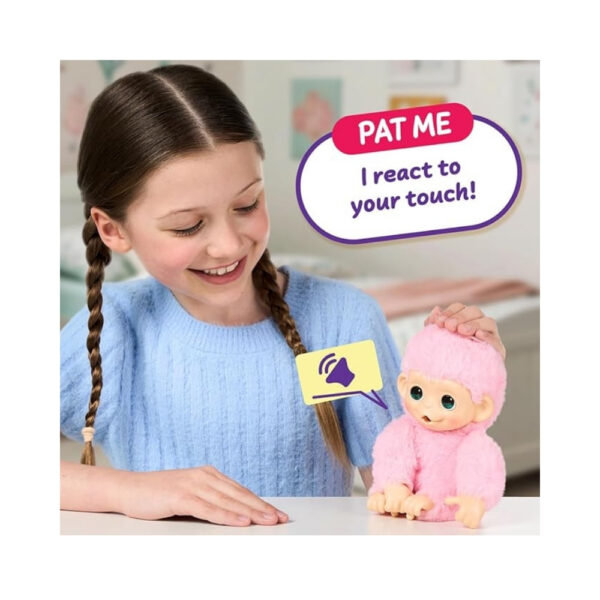 A small, interactive toy monkey named Luna Lemon from the Little Live Pets My Baby S3 series, featuring bright colors