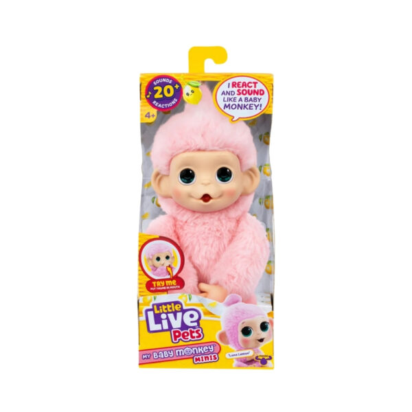 A small, interactive toy monkey named Luna Lemon from the Little Live Pets My Baby S3 series, featuring bright colors