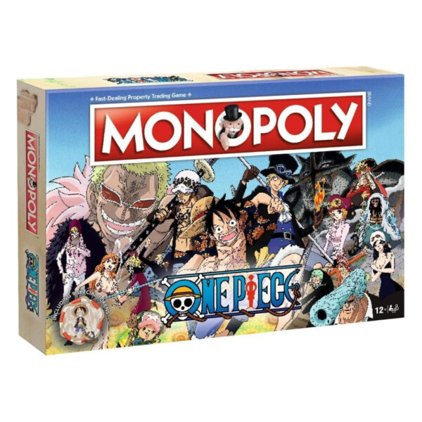One Piece-themed Monopoly board game showcasing vibrant artwork of characters and settings from the popular anime