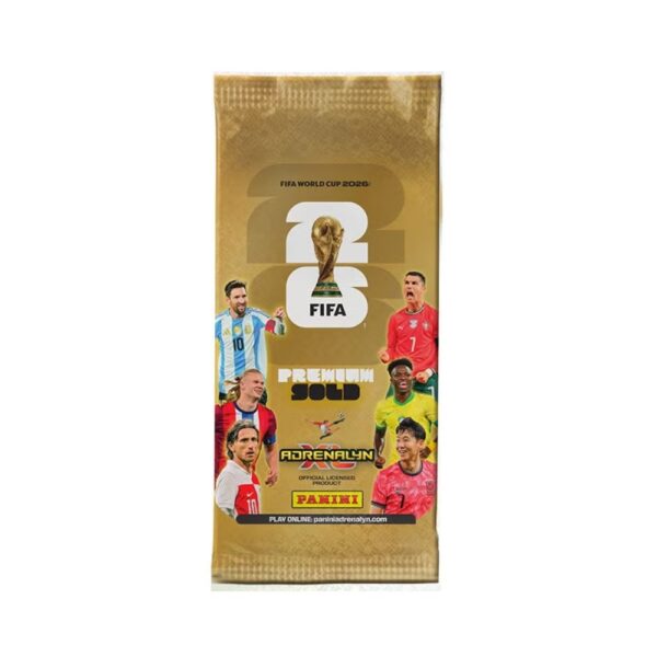 Panini FIFA World Cup 2026 Golden Packet featuring vibrant graphics and the iconic tournament logo