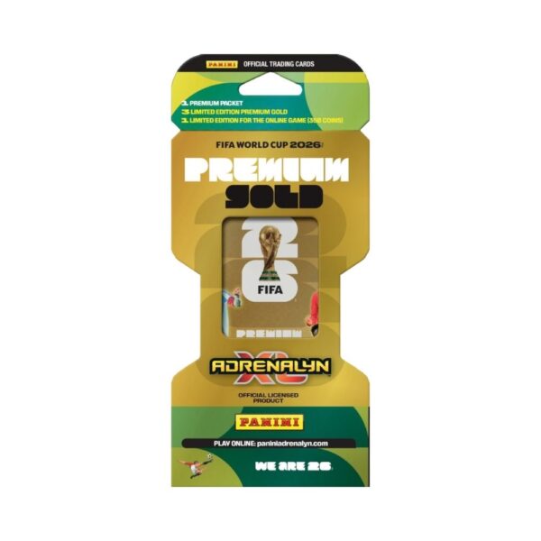 Panini FIFA World Cup 2026 Golden Packet featuring vibrant graphics and the iconic tournament logo