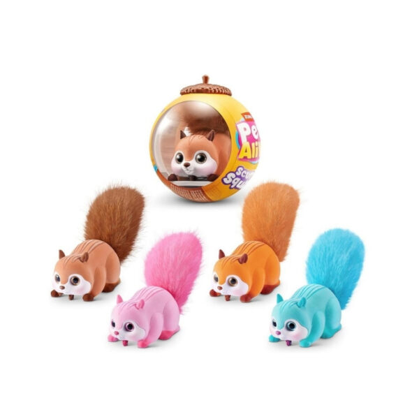A colorful assortment of Pets Alive Squirrel Capsule Series 1, featuring one surprise squirrel toy inside