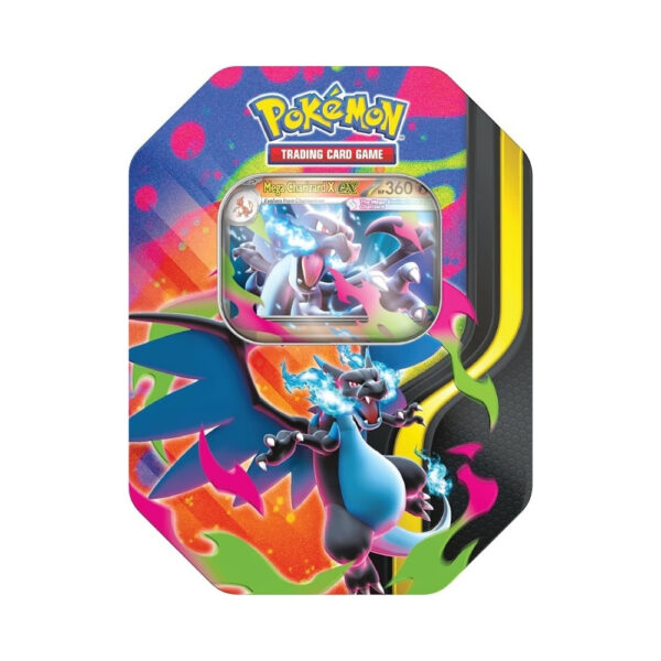 Spring Tins featuring Mega Charizard X & Y from Pokémon TCG, includes one random collectible card