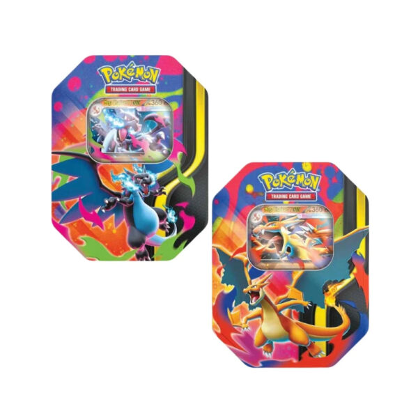 Spring Tins featuring Mega Charizard X & Y from Pokémon TCG, includes one random collectible card