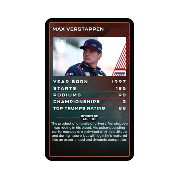 Top Trumps Grand Prix Heroes card game showcasing iconic race car drivers with illustrated cards and stats