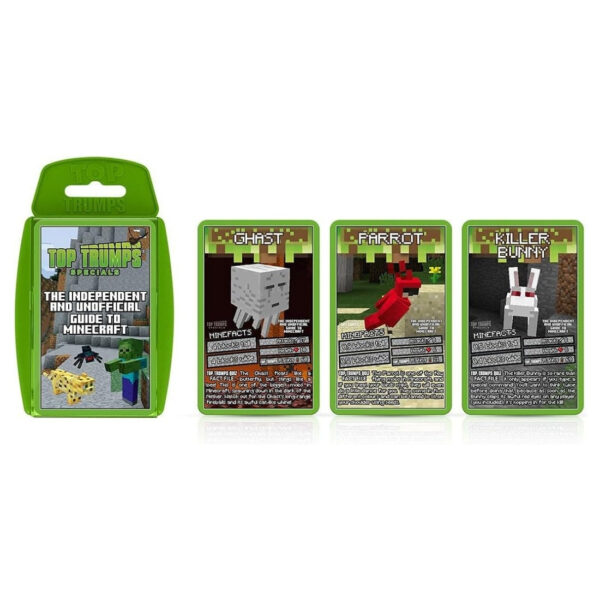 Top Trumps Minecraft card game featuring various characters and elements from the popular video game for strategic play