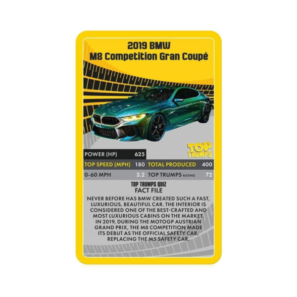 Top Trumps Super Cars card game featuring various high-performance sports cars with unique stats and illustrations