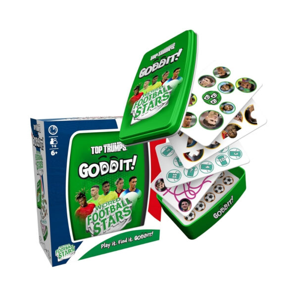 Top Trumps card game showcasing world football stars, designed for engaging gameplay and strategic card comparisons