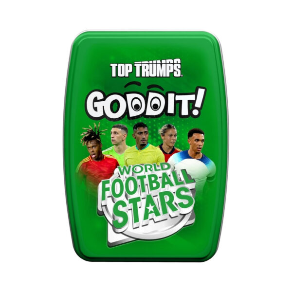 Top Trumps card game showcasing world football stars, designed for engaging gameplay and strategic card comparisons