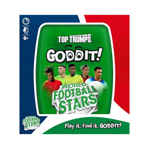 Top Trumps card game showcasing world football stars, designed for engaging gameplay and strategic card comparisons