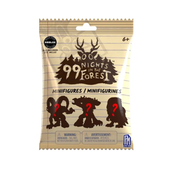 PHATMOJO 99 Nights In The Forest mini-figures for Roblox, displaying unique characters and vibrant designs in a boxed set.