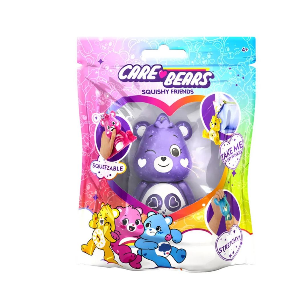 CARE BEARS SQUISH FRIENDS ASST.4 CDU 8 PCS – 1 A colorful assortment of Care Bears Squish Friends, featuring eight plush toys in various designs and expressions.