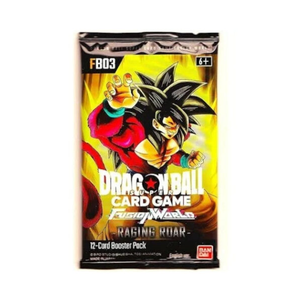 Dragon Ball Super TCG Fusion World Raging Roar Booster Box in English, featuring vibrant artwork and collectible cards