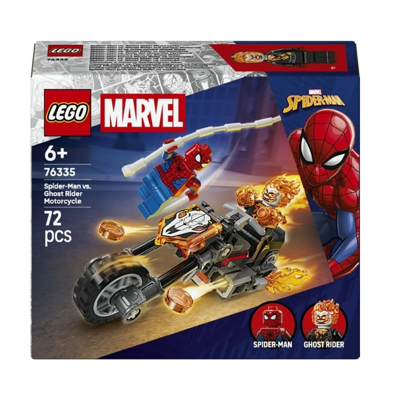 LEGO Spider-Man Vs. Ghost Rider Motorcycle - LEGO-6588659 LEGO® Spider-Man and Ghost Rider on motorcycles, facing off in an action scene.