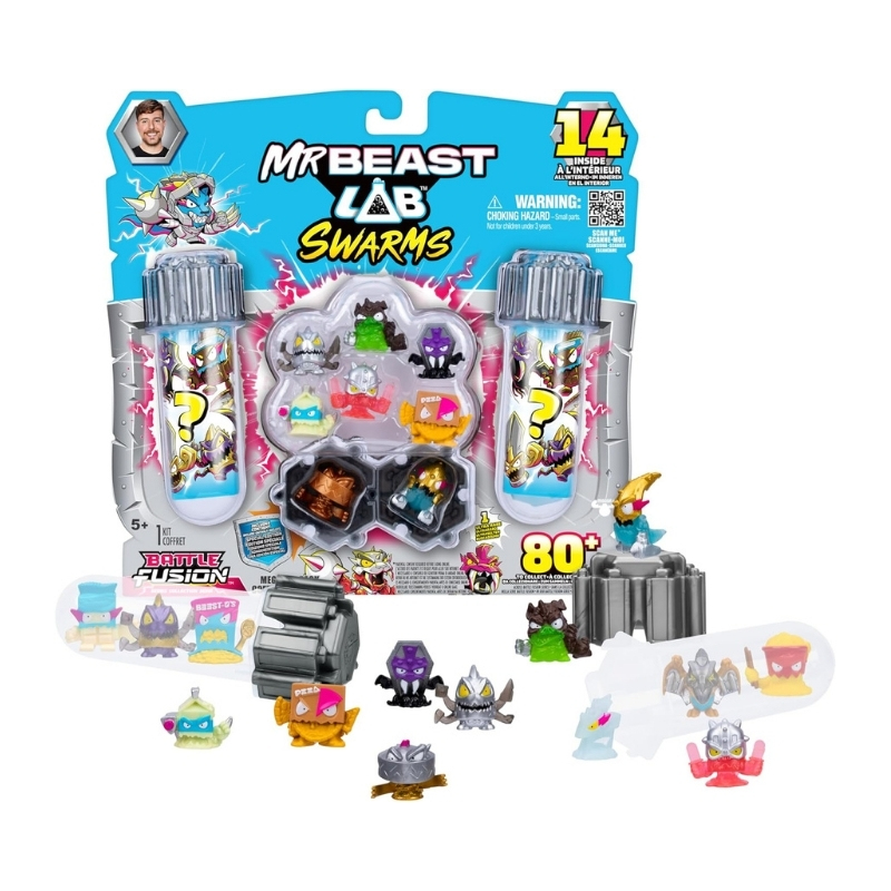 MrBeast Lab Swarms S4 Mega Lab 14 Pack Battle Fusion - 24878 Massive laboratory with numerous workstations and equipment, showcasing an intense competition between teams