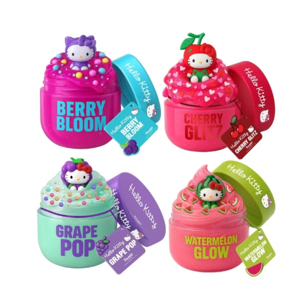 A collection of Slimetime Hello Kitty products, highlighting various characters and bright colors appealing to Hello Kitty enthusiasts