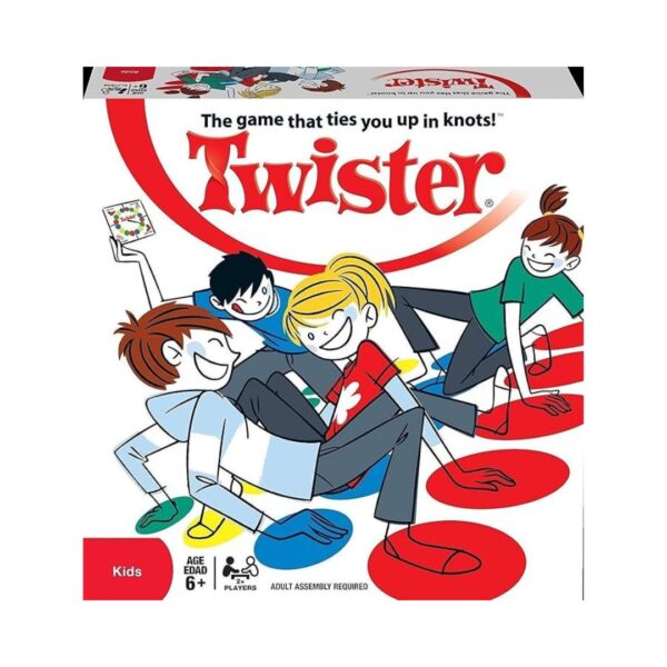Hi5 SGL Twister game featuring a vibrant mat with colored circles, encouraging players to balance and stretch in fun positions.