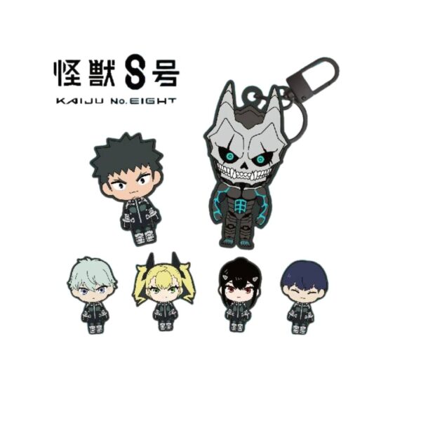Embroidered keyring featuring Kaiju No.8 design, showcasing vibrant colors and intricate detailing for fans of the series.