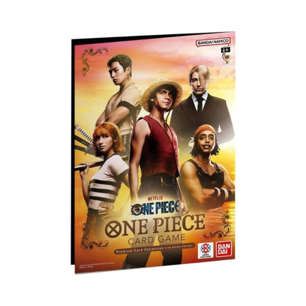 Premium One Piece Card Game collection featuring live action edition cards with vibrant artwork and character designs