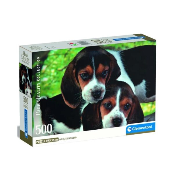 CLEM Puzzle HQC poster displaying a vibrant 500-piece puzzle, highlighting intricate designs and colorful patterns.