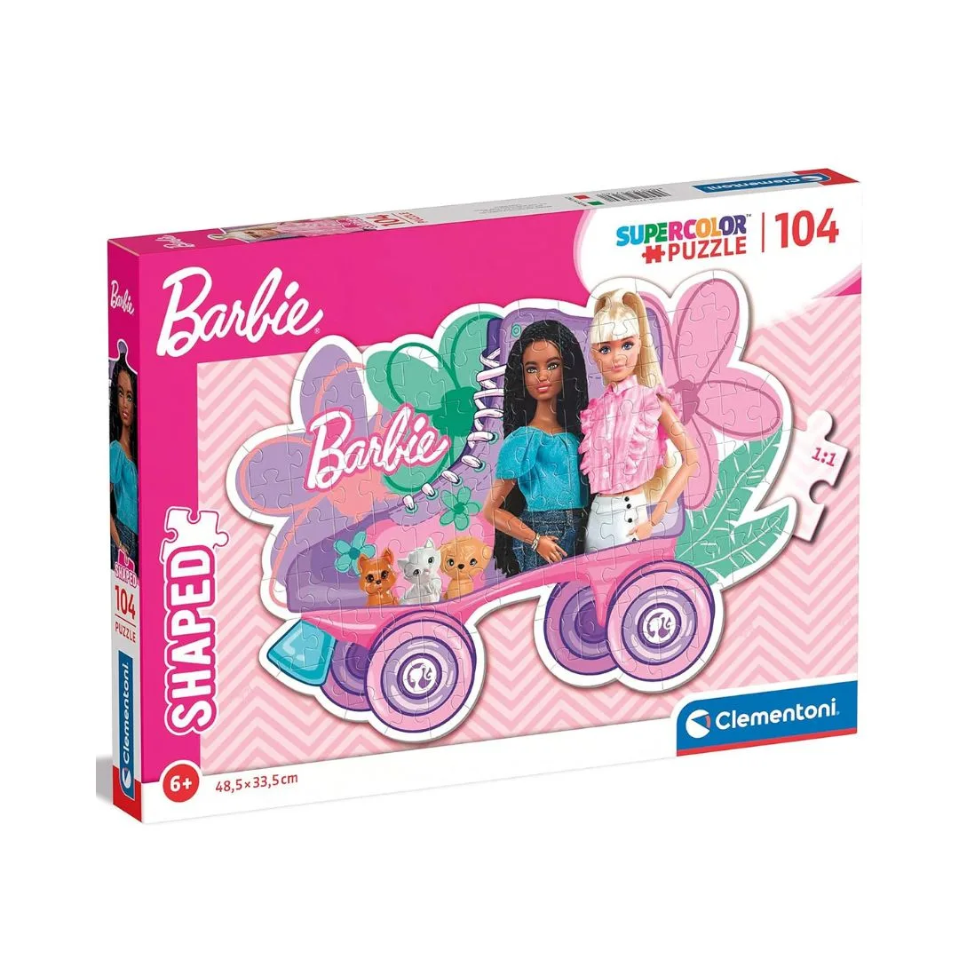 Colorful 104-piece puzzle showcasing Barbie skating, ideal for children to enhance their cognitive abilities.