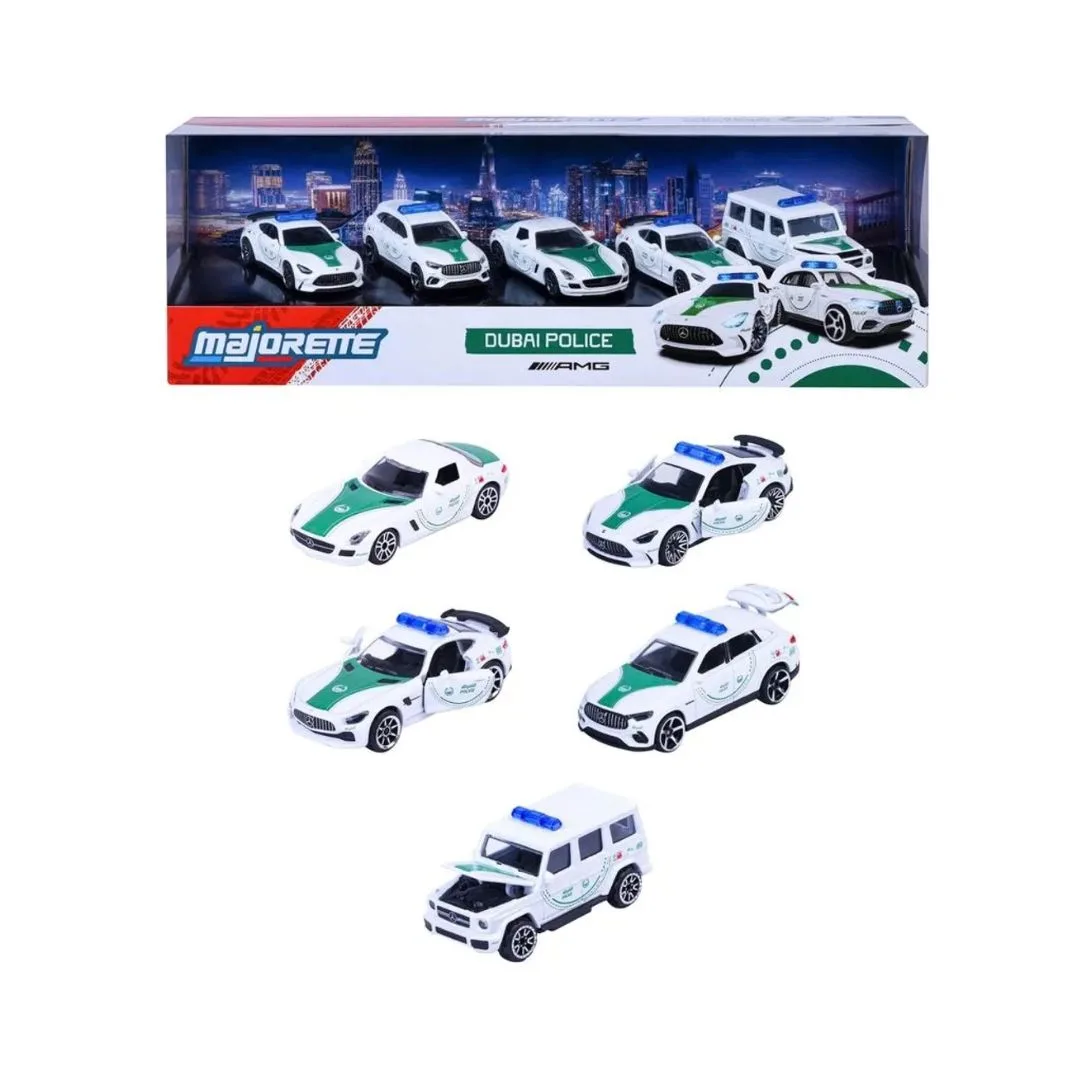 A Dubai Police Mercedes-Benz AMG Pack car, featuring a sporty design and distinctive police livery for law enforcement.