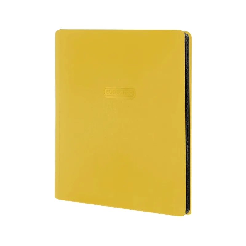 Yellow 9-pocket zip-up binder designed for trading cards, holding up to 360 cards securely