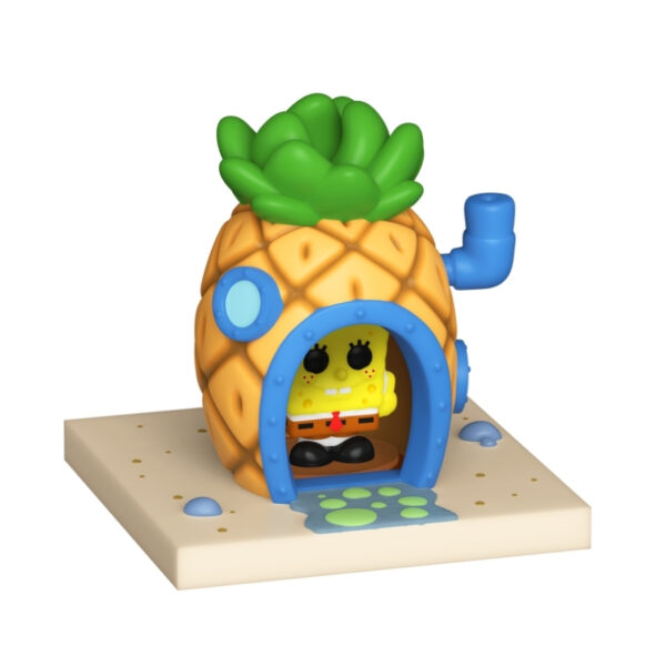 Funko Bitty Pop! Towns figure of Spongebob Squarepants in his home setting, showcasing vibrant colors and playful design