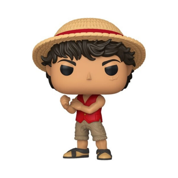 Funko Pop! figure of Monkey D. Luffy from One Piece, featuring his signature straw hat and cheerful expression