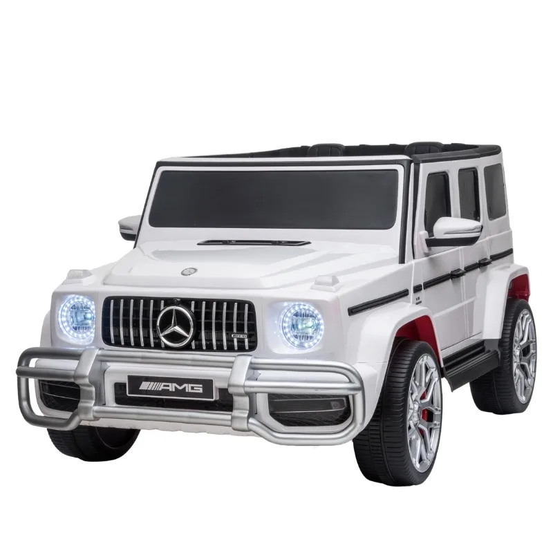 White Rayfun Mercedes-Benz G63 electric ride-on car, 2.4G remote control, powered by a 24V7AH battery