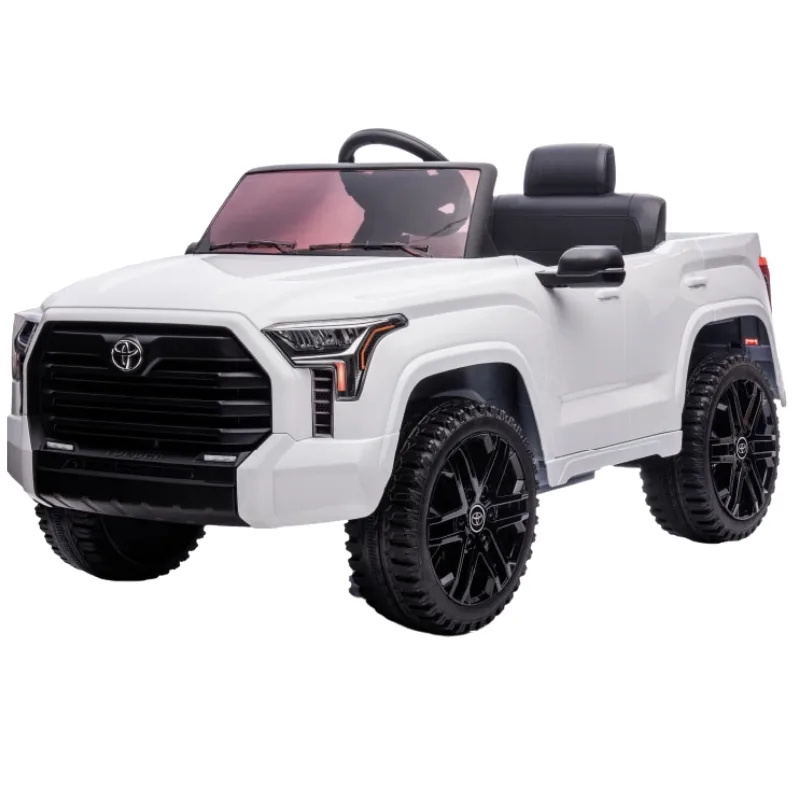 White Rayfun Toyota Tundra electric ride-on car, 2.4G remote control, powered by a 12V4.5AH battery.