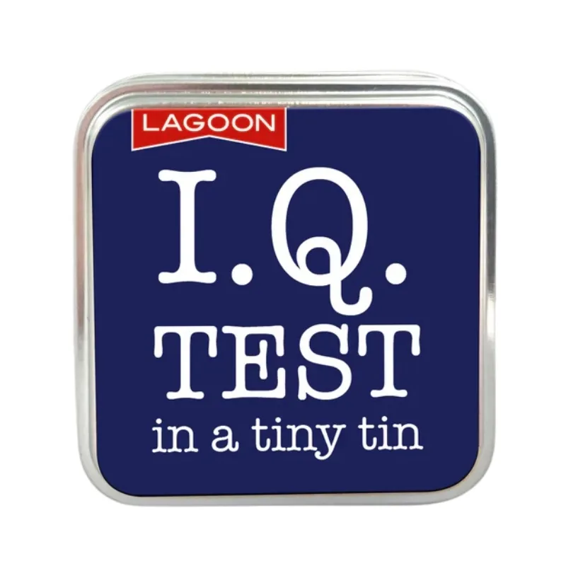 A lagoon board game titled "I.Q Test" displayed on a tabletop, featuring colorful pieces and a game board