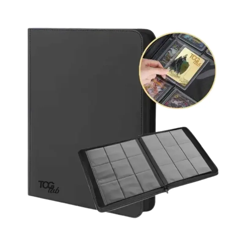 1. Black TcgLab 9-Pocket Toploader Album designed to hold 252 trading cards securely