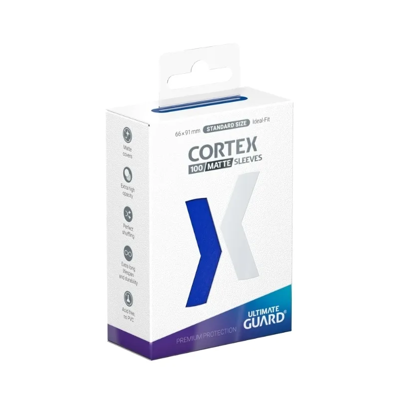 Blue Ultimate Guard Cortex Matte Sleeves, standard size, pack of 100 for card protection and storage