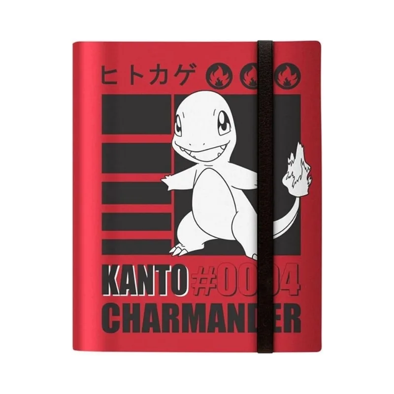 Ultra Pro Charmander 9-Pocket PRO Binder featuring vibrant Charmander artwork for Pokémon card storage.