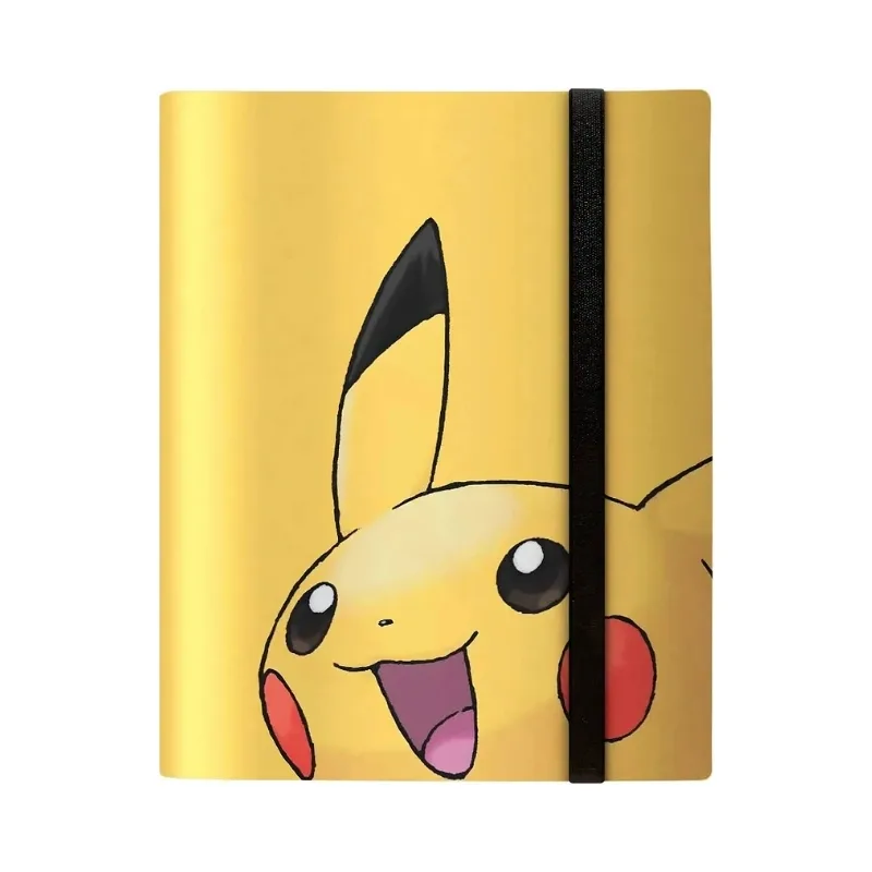 1. A Pikachu-themed 9-pocket PRO binder designed for organizing Pokémon cards, featuring vibrant colors and a playful design