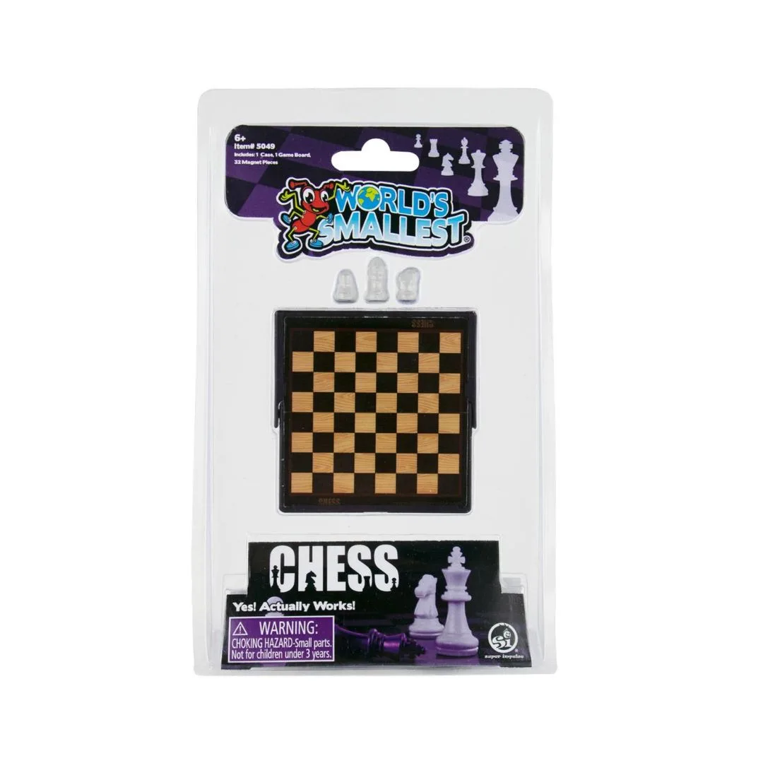 A close-up of a miniature chess set, showcasing tiny pieces arranged on a small board, emphasizing the concept of a small chess game.