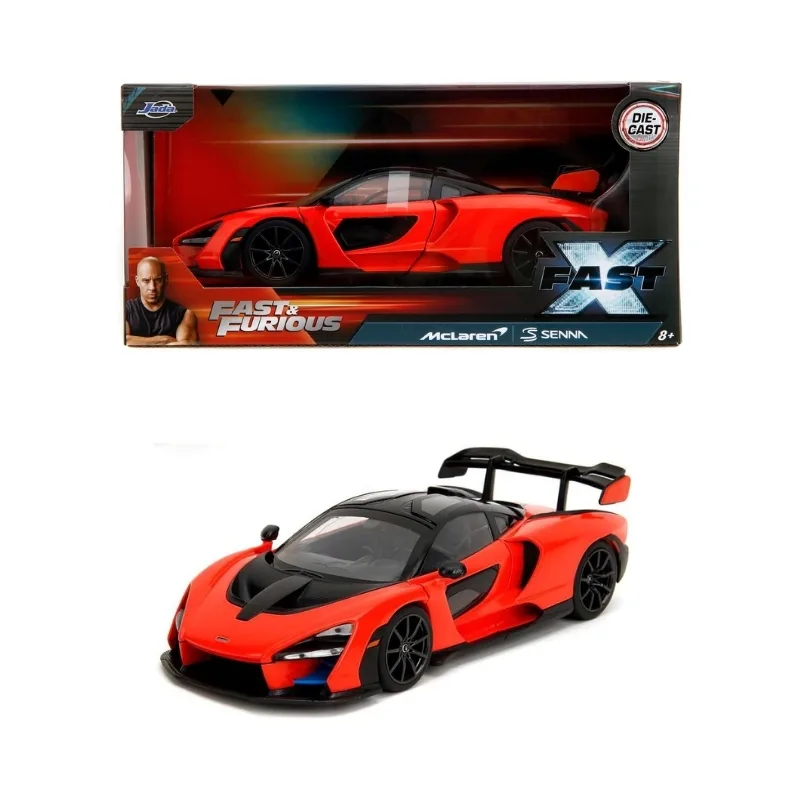 McLaren Senna die-cast model car from Fast & Furious Fast X, 1:24 scale, showcasing detailed design and vibrant colors