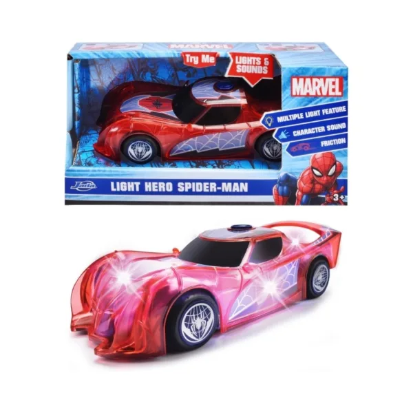 Jada Toys Marvel Spider-Man Light Hero 15cm Friction Racing Car with LED Lights & Sound Effects – 203222001