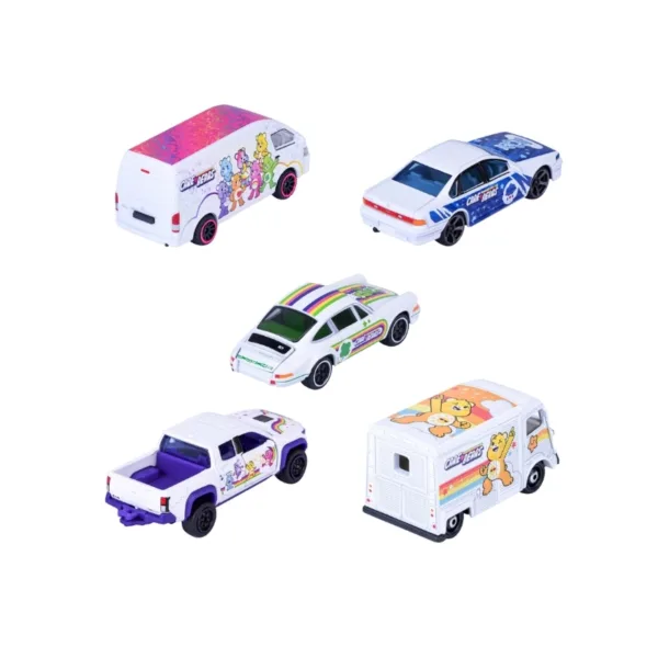 Majorette Care Bears 5-Car Gift Set – 1:64 Scale Die-Cast Metal Toy Vehicles with 2 Exclusive Toyota Models