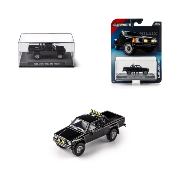 Majorette Collection Series 1:64 1985 Toyota Hilux SR5 Pickup Die-Cast Metal Model Truck with Acrylic Display Case