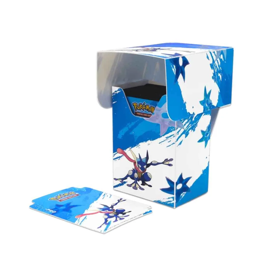 Full view of an Ultra PRO deck box featuring Greninja, designed for storing Pokémon cards securely.