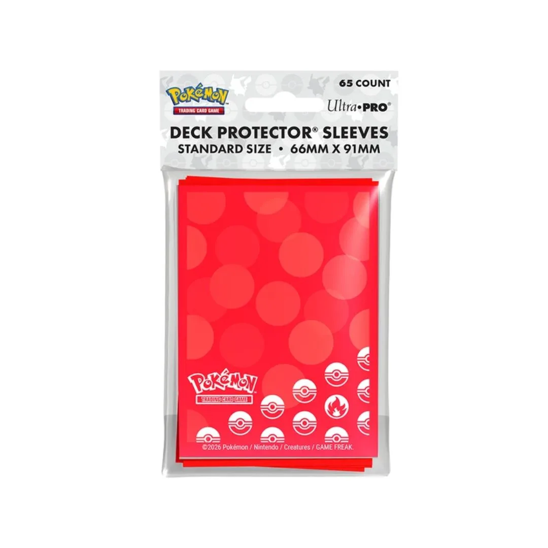 Fire-type Pokémon deck protector sleeves by Ultra Pro, 65 count, featuring vibrant designs for card protection.
